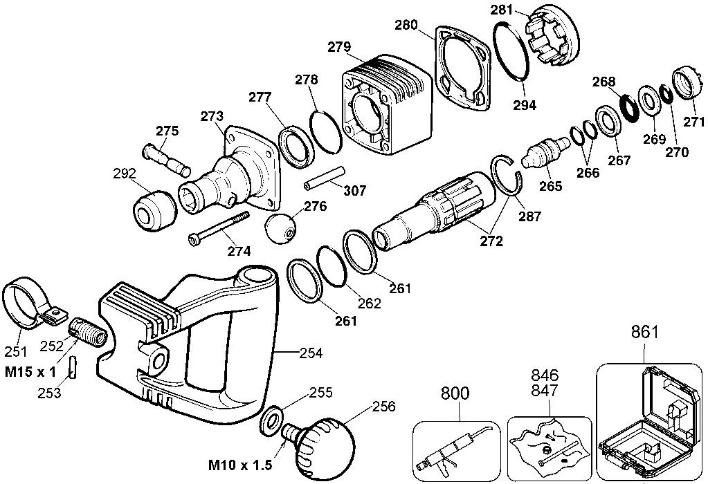 Default Diagram and Parts List for 5019K Type 100 Black and Decker Hammer